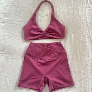 Crop Shop Boutique Pink Halter Top and Shorts Set
